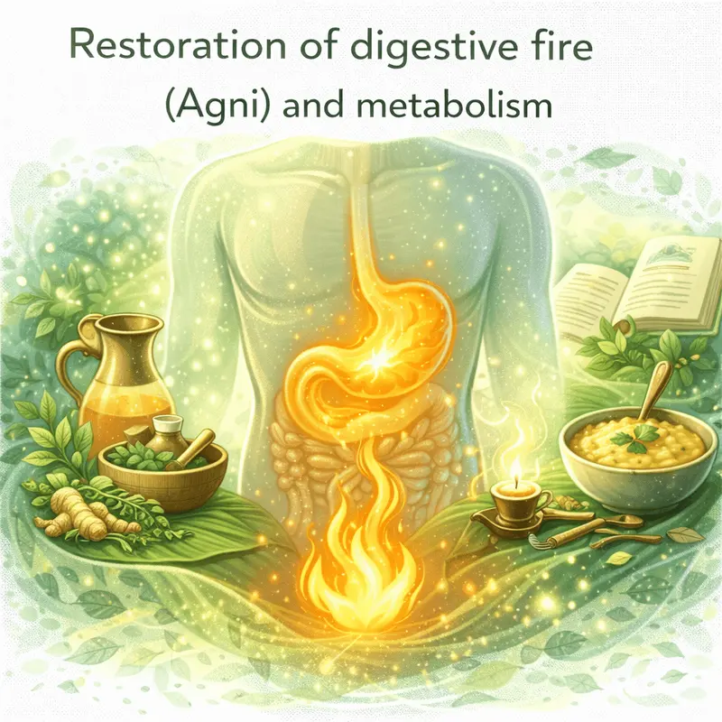 Restoration of digestive fire (Agni) and metabolism